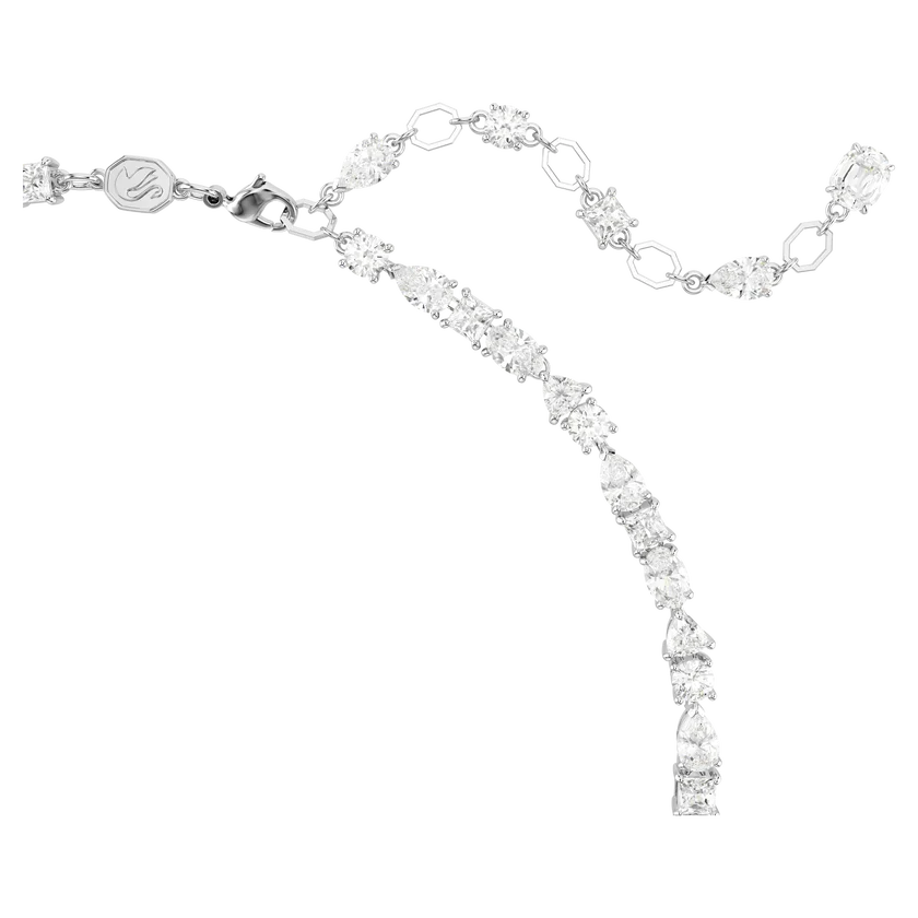 Mesmera necklace - Mixed cuts, White, Rhodium plated.