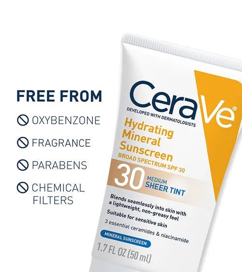 Hydrating Mineral Sunscreen SPF 30 Face Sheer Tint, Shade: Medium