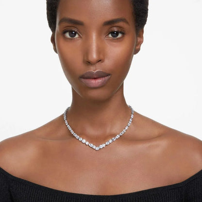 Mesmera necklace - Mixed cuts, White, Rhodium plated.