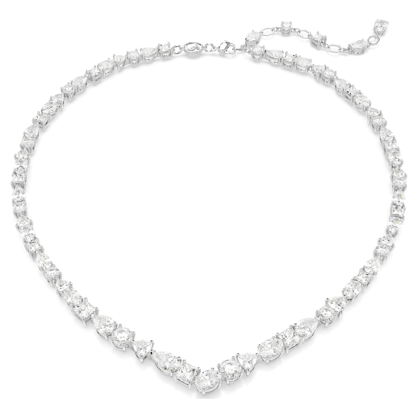 Mesmera necklace - Mixed cuts, White, Rhodium plated.