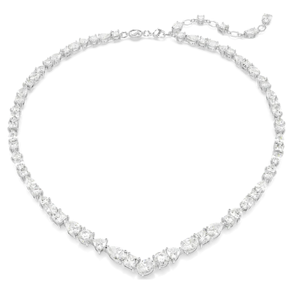 Mesmera necklace - Mixed cuts, White, Rhodium plated.