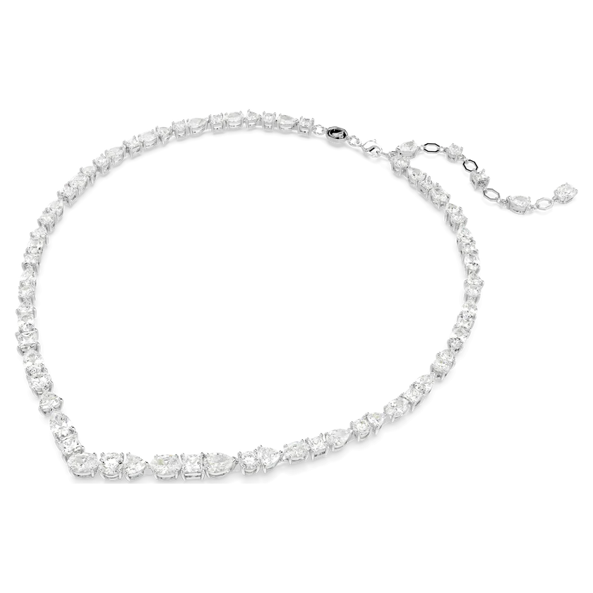 Mesmera necklace - Mixed cuts, White, Rhodium plated.