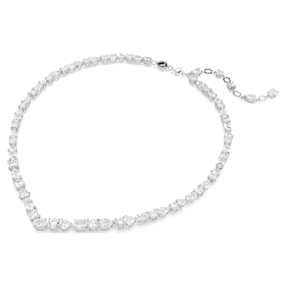 Mesmera necklace - Mixed cuts, White, Rhodium plated.
