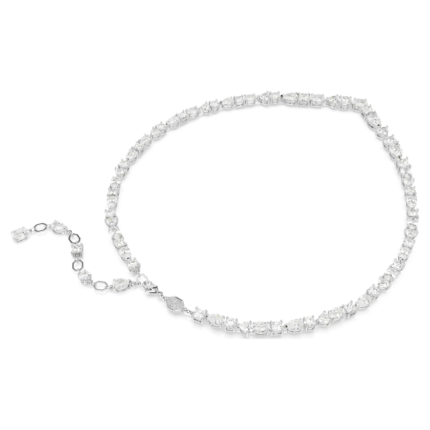 Mesmera necklace - Mixed cuts, White, Rhodium plated.