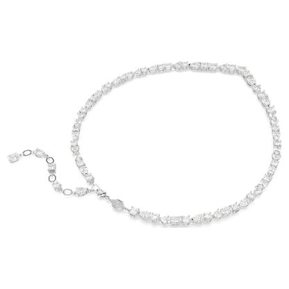 Mesmera necklace - Mixed cuts, White, Rhodium plated.