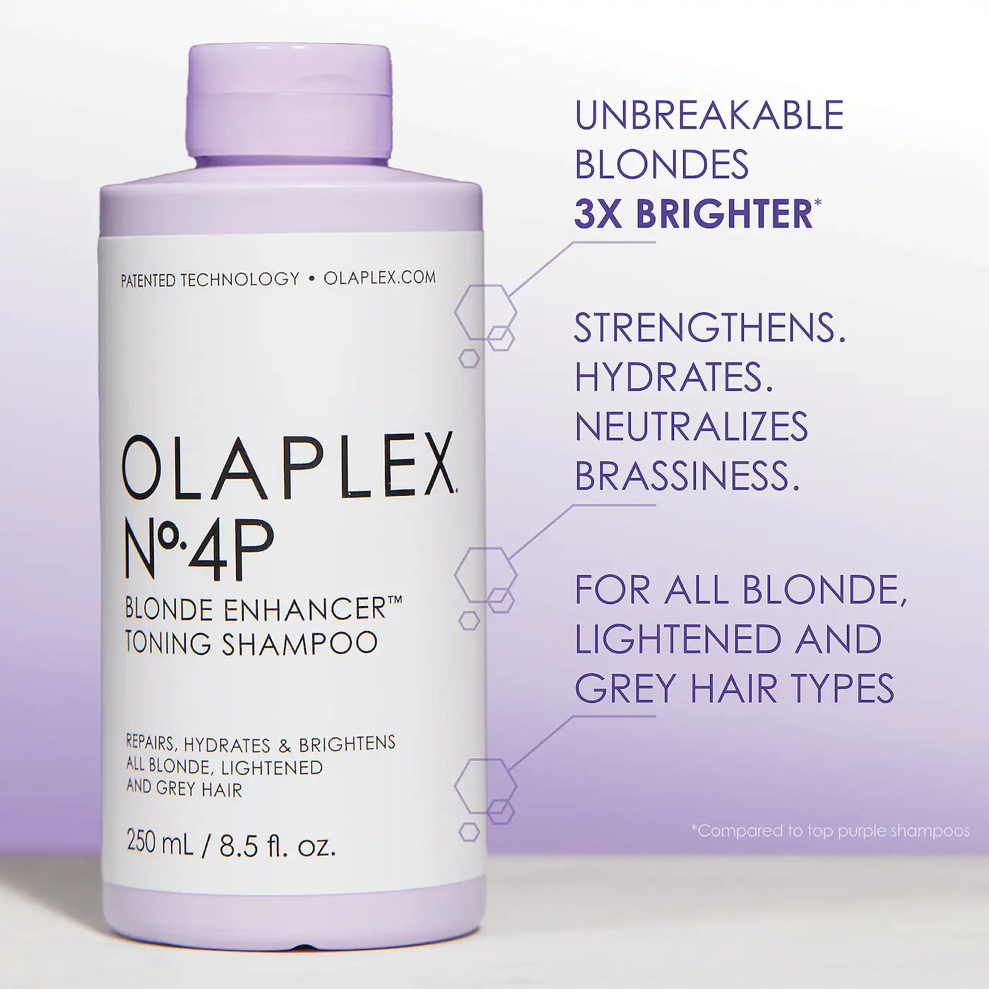 Olaplex No.4P Blonde Hair Hydrating & Brightening Purple Toning Shampoo